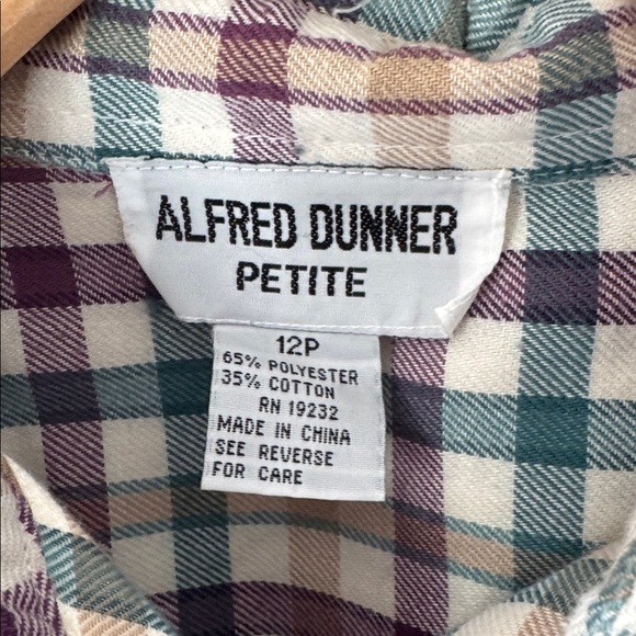 Vtg Alfred Dunner Plaid Flannel Button Down - Picture 2 of 3